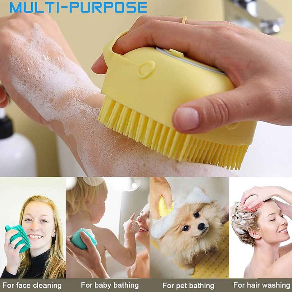 Bronson Professional Silicone Shower Scrubber Exfoliating Bath Brush With Soap Dispenser | Mix Color