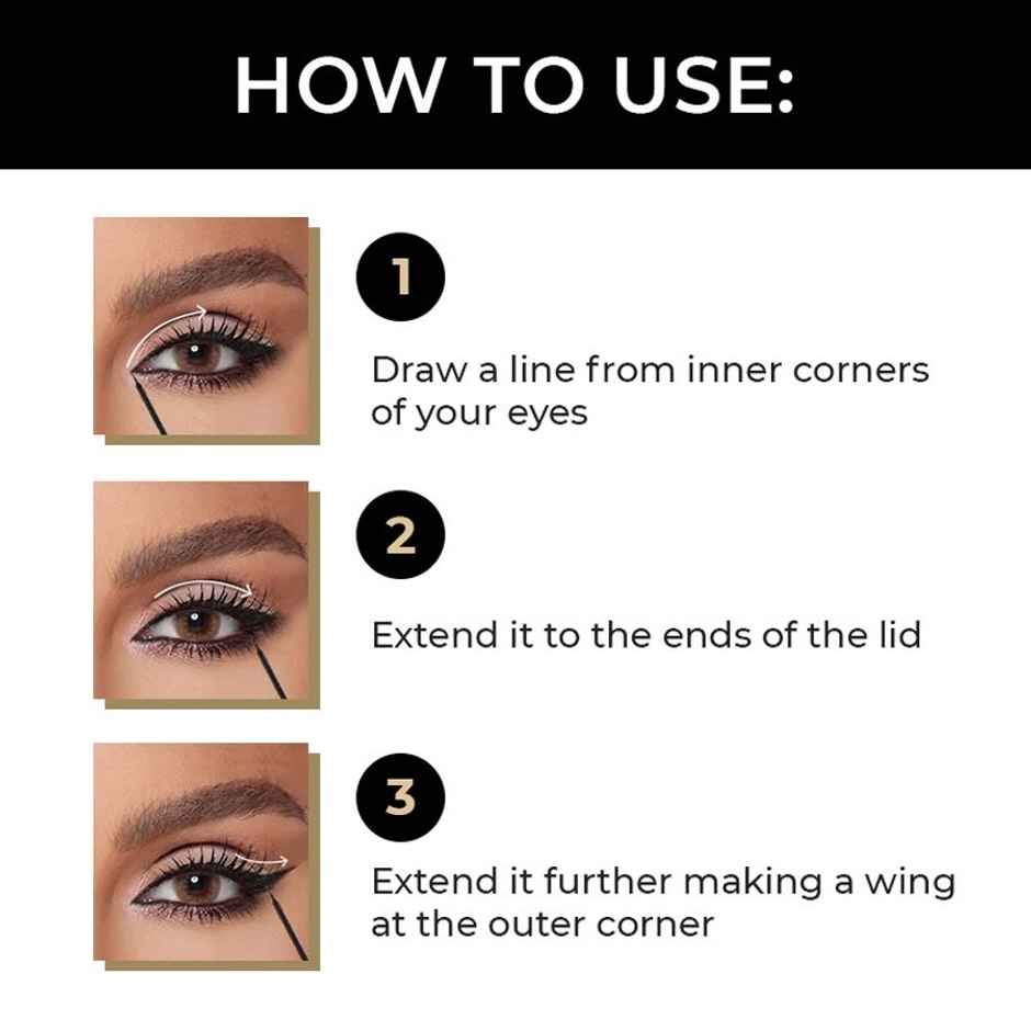 Mattlook Long Lasting Eyeliner With Intense Black Color | Water & Smudge Proof Formula | Black