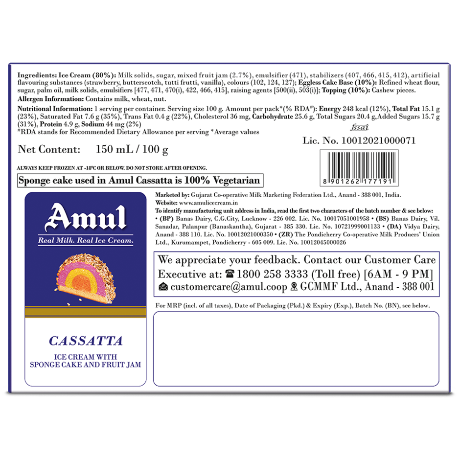 Amul Cassata Ice Cream | Real Milk