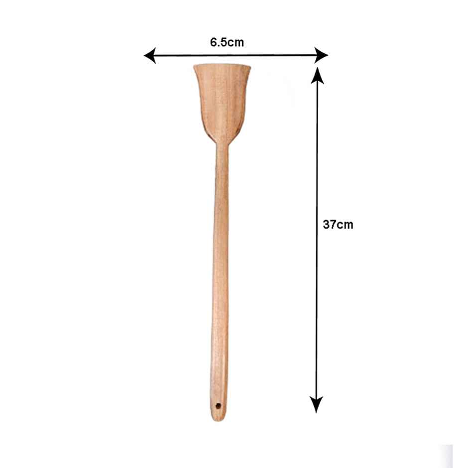 Petals Wooden Thick Long Handle Spatula Dosa Palta Taveta Turner Khurpi | 37cm-15 Inch Length
