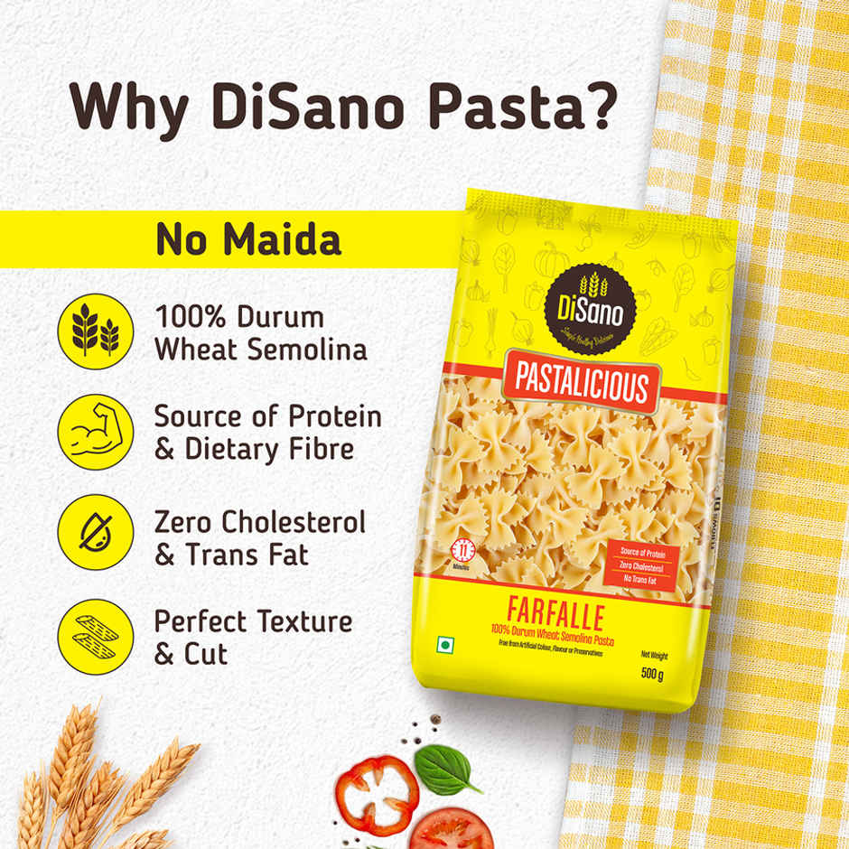 Disano Farfalle Pasta, Durum Wheat, No Maida