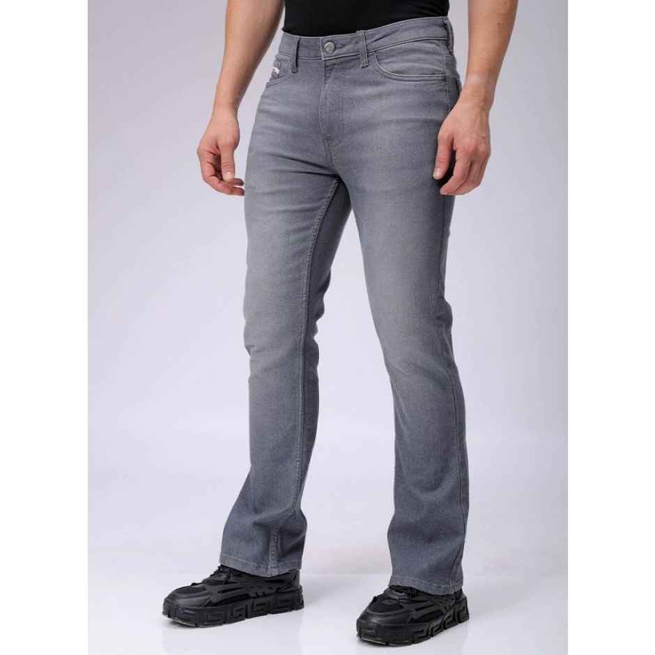 The Indian Garage Co Men's Slim Fit Solid Casual Regular Jeans | Grey | 36