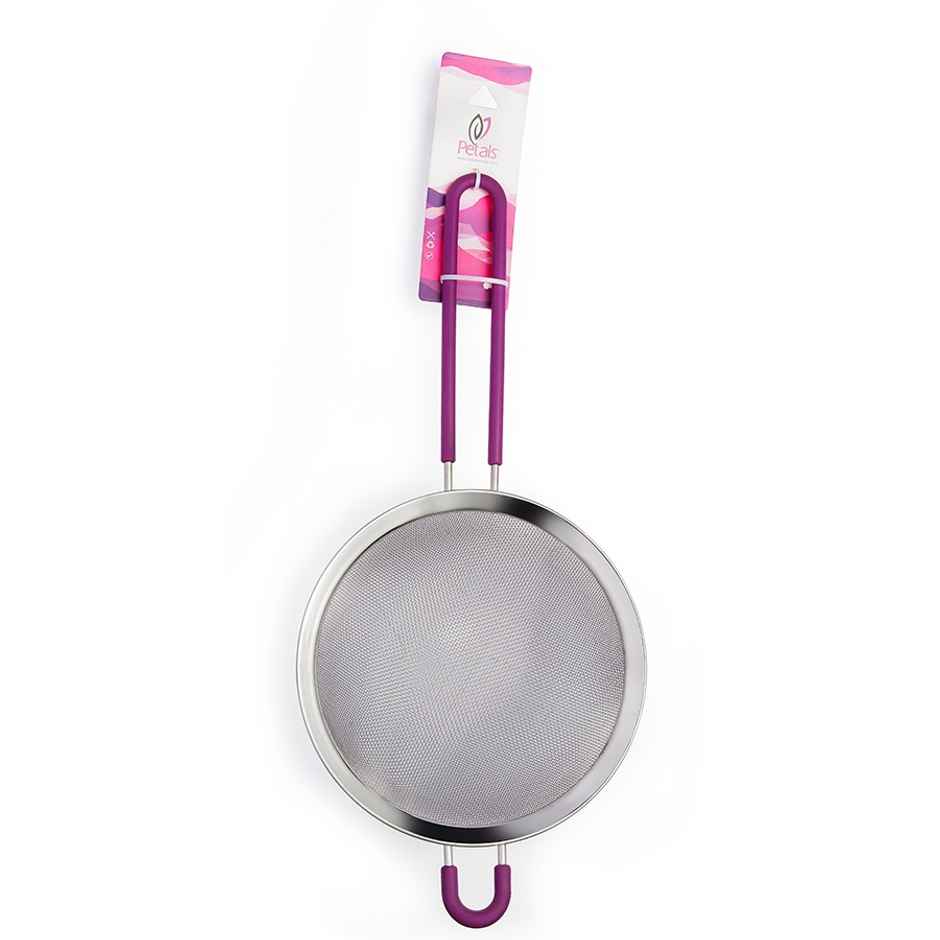 Petals SS Juice Soup Rice Vegetable Strainer Drainer with Silicone Handle | 16 Cm - 6.5 inch