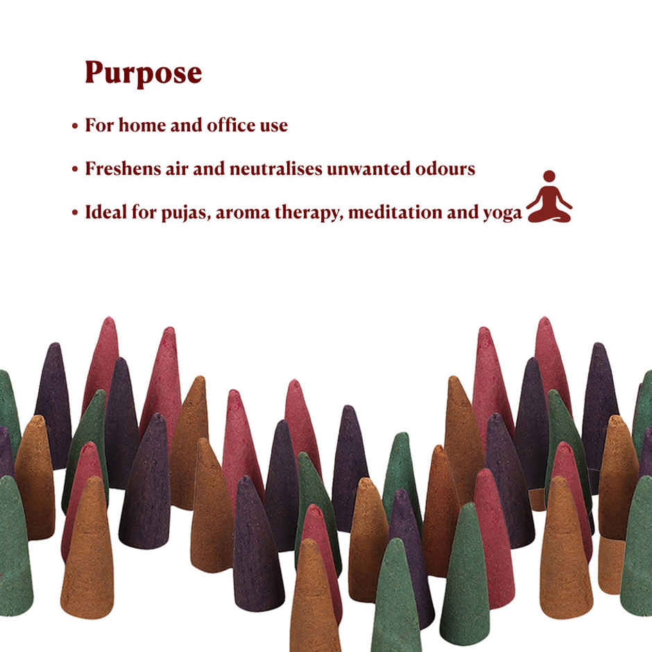 Mix Dhoop Cones | Rose, Sandal, Mogra, Lavender | 120 pcs | Hari Darshan