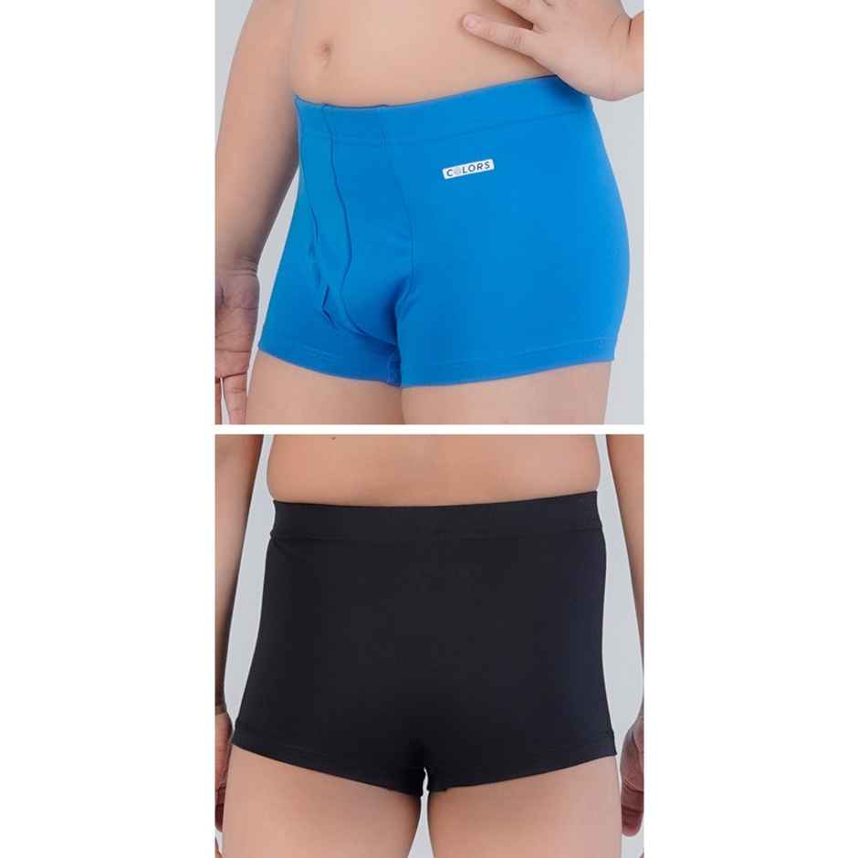 Rupa Colors Kid's Mini Trunk | Inner Elastic | 110 | Royal Blue & Black - 65 cm | Pack of 2