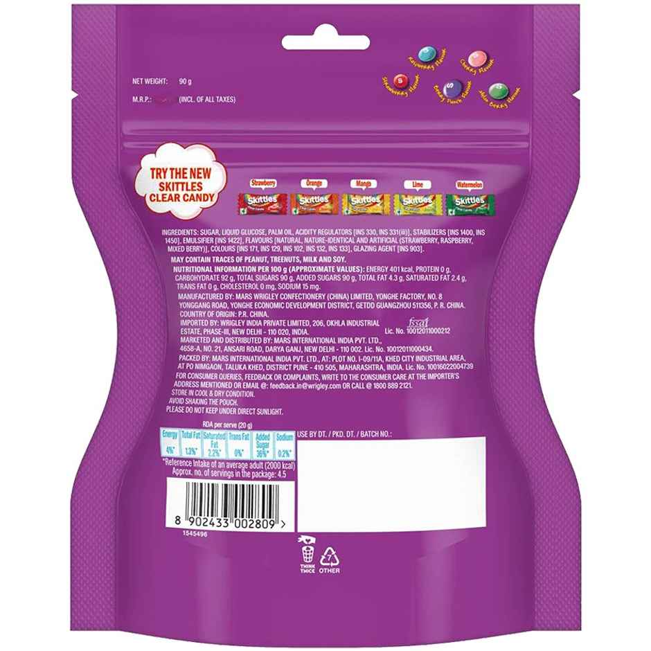 Skittles Wildberry Bite-Size Fruit Flavoured Candy Pouch