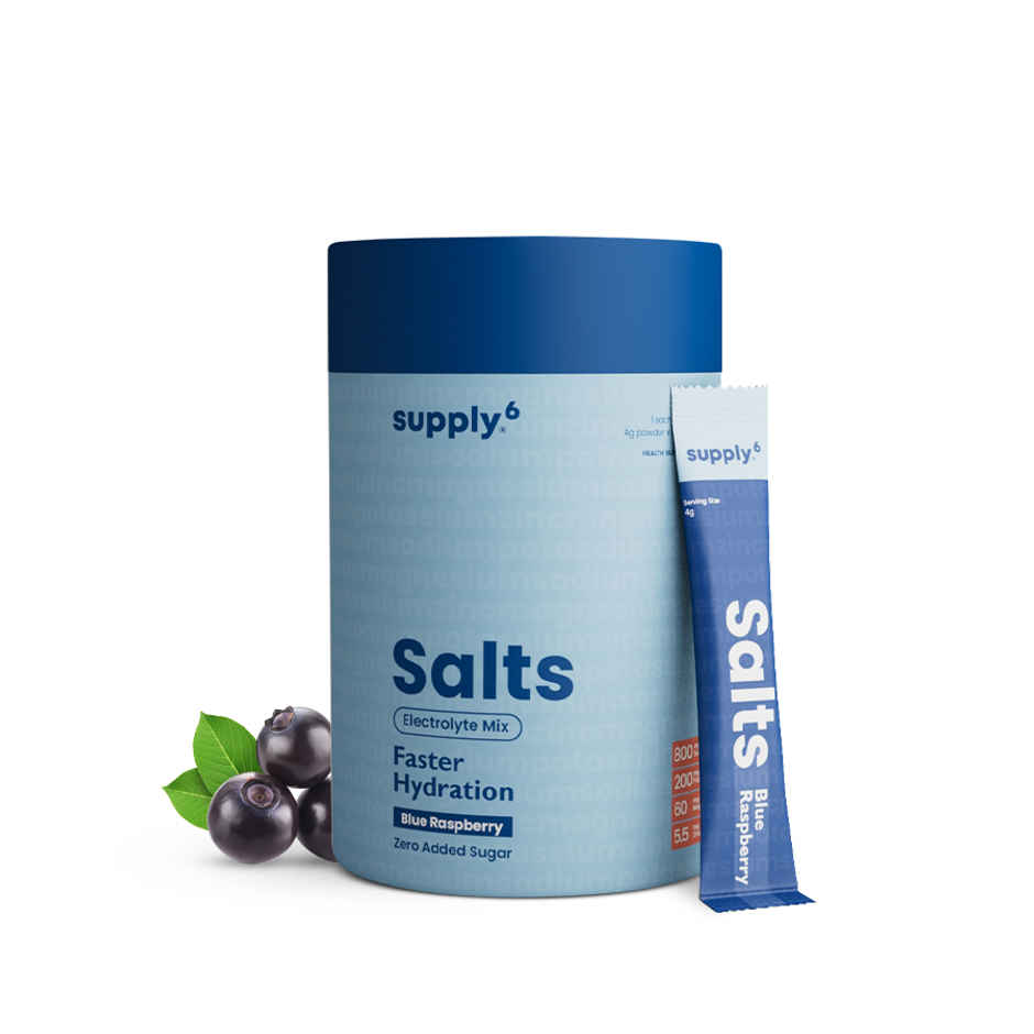 Supply6 Salts | Electrolyte Mix | Blue Raspberry | Sodium | Potassium | Magnesium | Zinc | Fiber