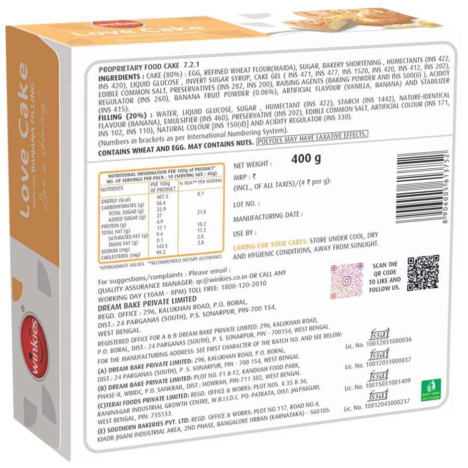 Winkies Love Cake Banana