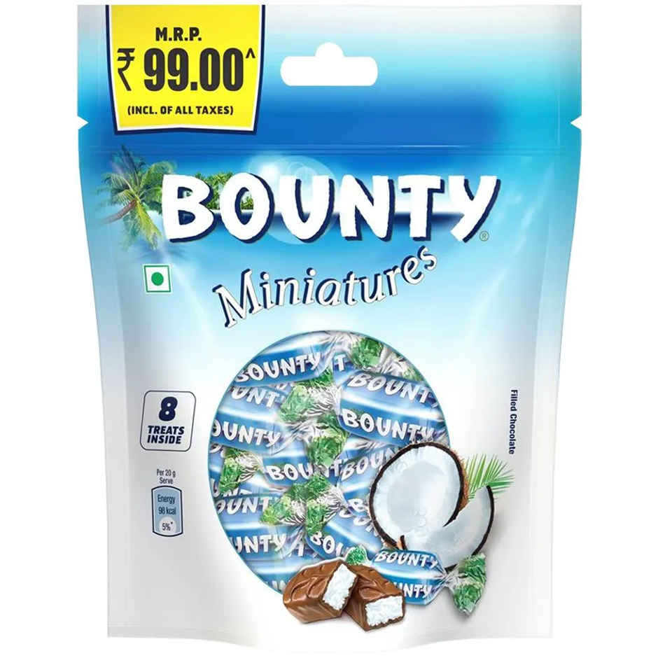Buy Bounty Miniatures Coconut Filled Chocolate Pack Online - Price ...