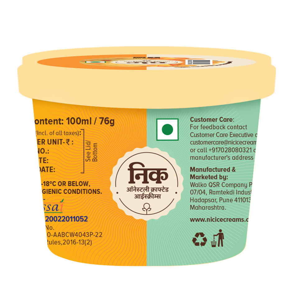 NIC Alphonso Mango Ice Cream Cup Combo| Preservative Free | No Artificial Flavors