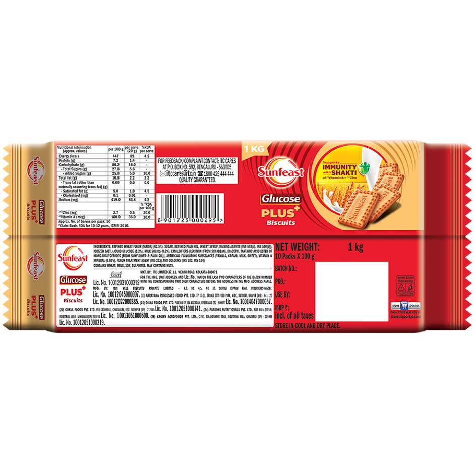 Sunfeast Glucose Plus Biscuits | Trans Fat-free Combo
