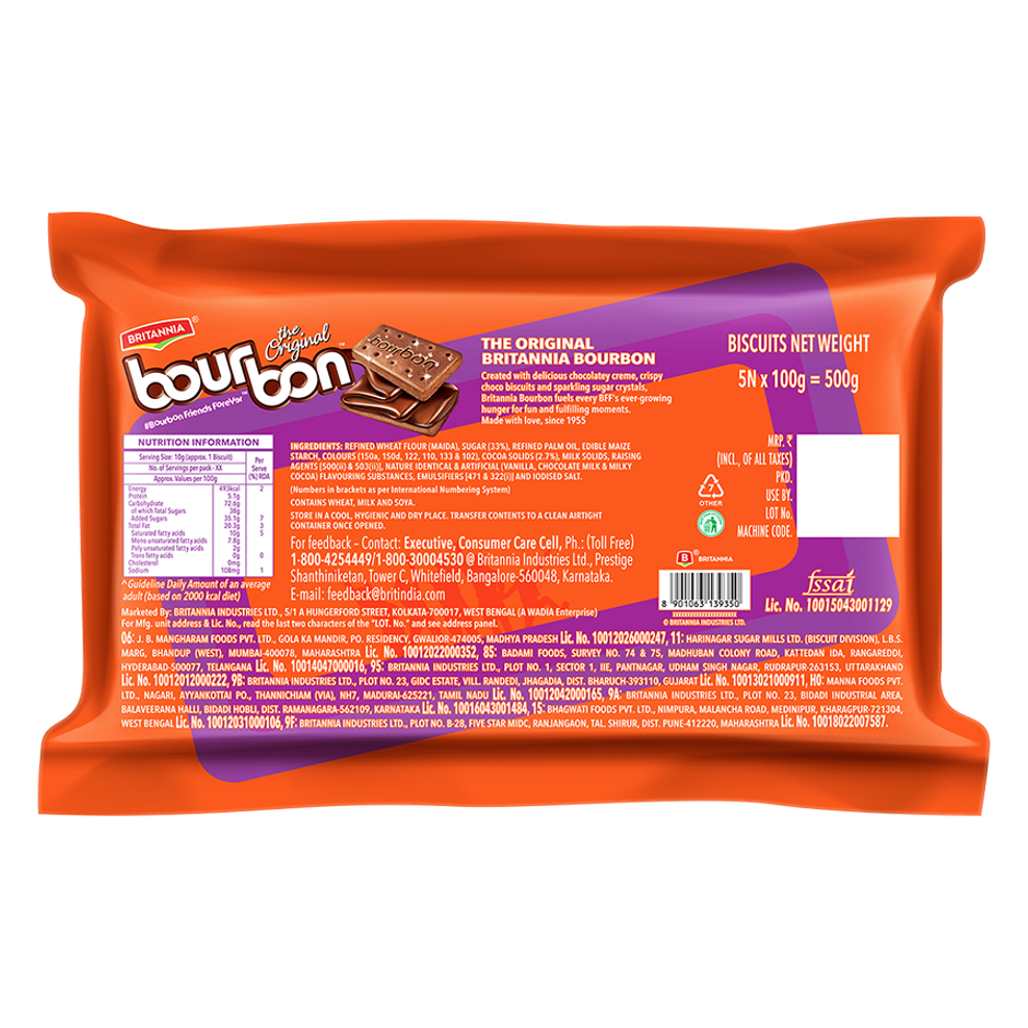 Britannia The Original Bourbon - Creme Biscuit with Chocolate | Chocolatey Indulgence | Combo
