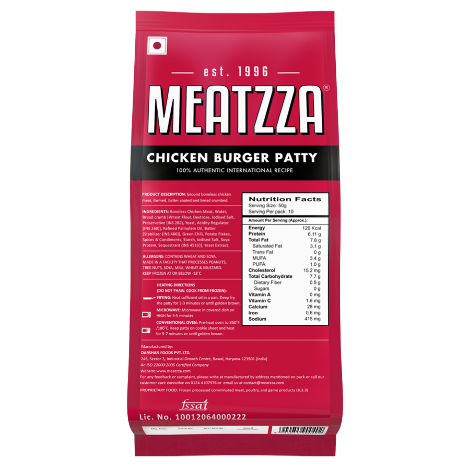 Meatzza Chicken Burger Patty Combo