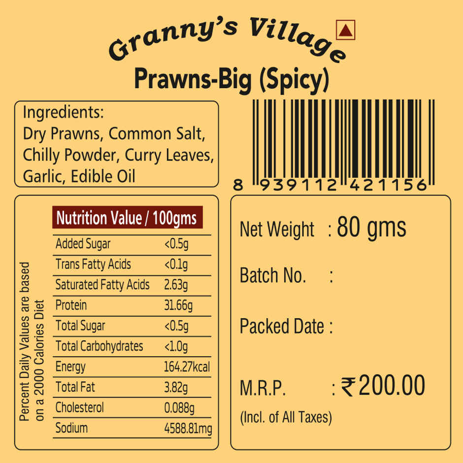 Granny's Village Dry Fish Prawns Big (Spicy)