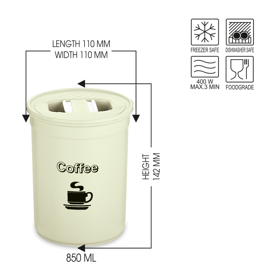 Asian Plastoware Accurate Seal Tea-Coffee-Sugar Container 850 ml (3 Pc))- Assorted 3 N