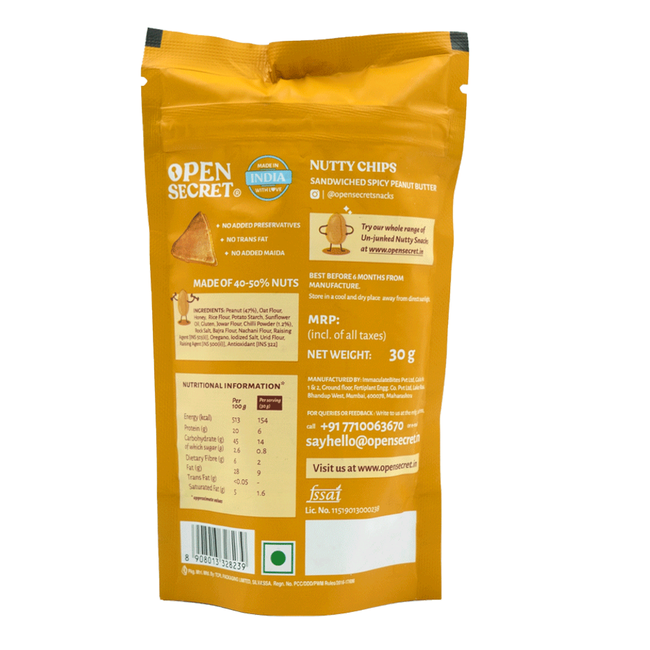 Open Secret Spicy Peanut Butter Nutty Chips