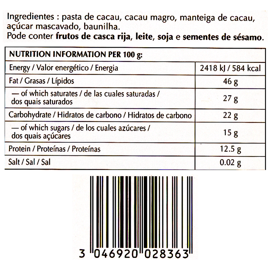 Lindt Excellence 85 % Cocoa Robust Dark Chocolate