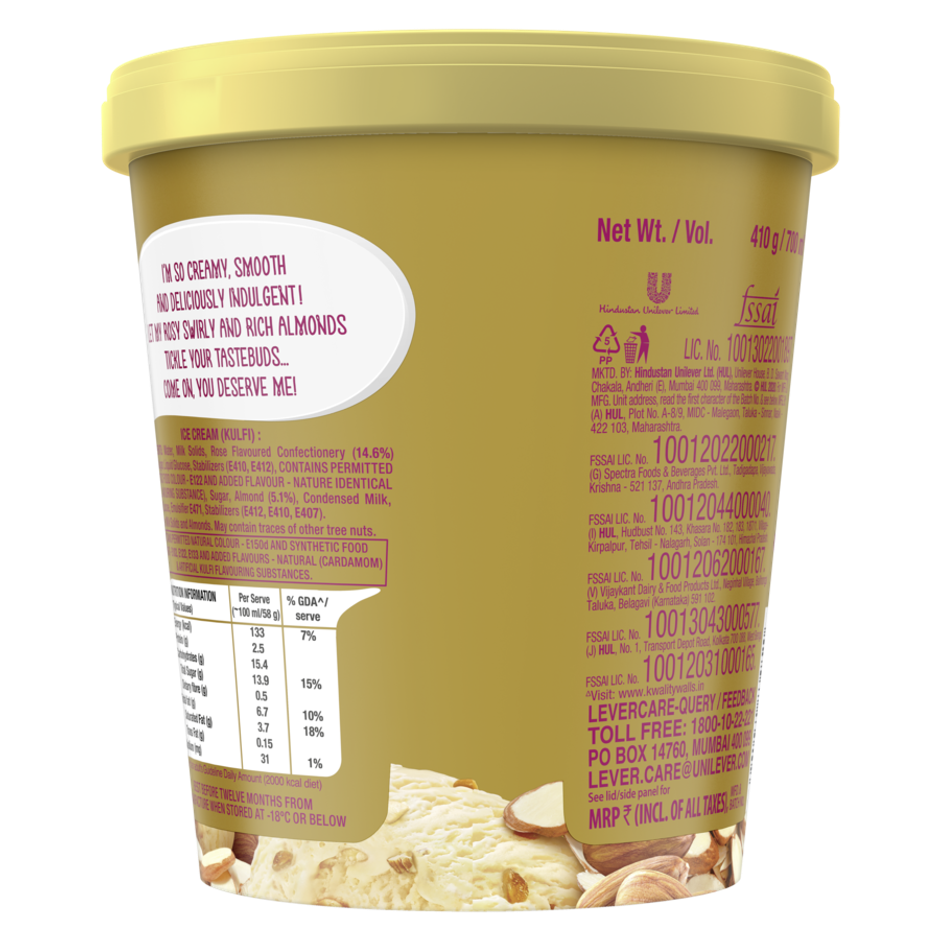 Kwality Wall's Desi Twist Creamy Kulfi Ice Cream Tub