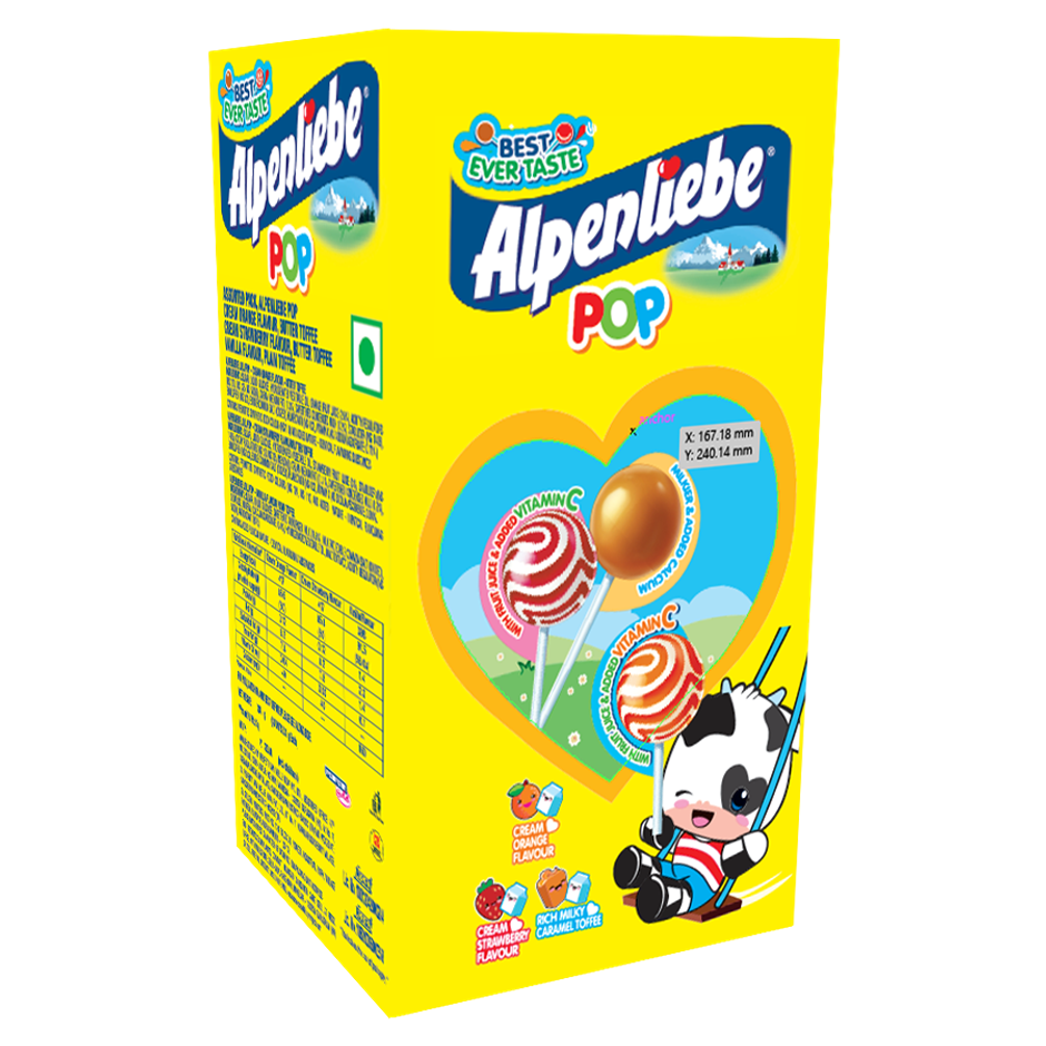 Alpenliebe Pop, Assorted Lollipop (Orange, Strawberry & Caramel Flavour)