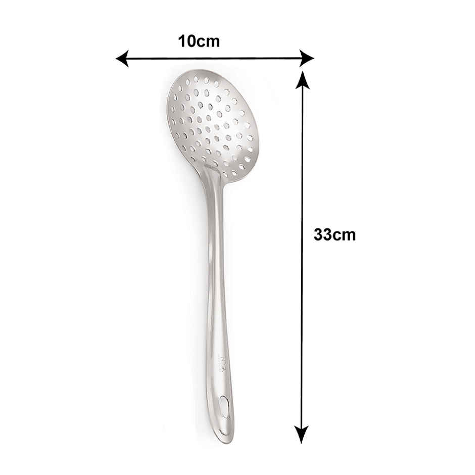 Petals Stainless Steel Cooking/Serving/Spoon/Spatula-Skimmer/Jhara/Strainer/Fryer | 33 cm