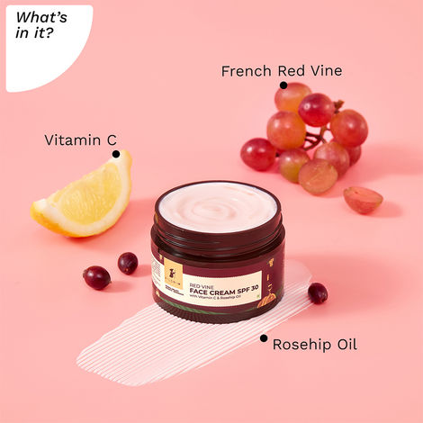 Pilgrim Red Vine Face Cream with SPF 30, Rosehip Oil & Vit C For Anti Ageing, Sun Protection PA+++