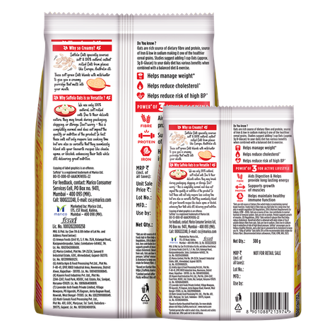 Saffola Oats, Instant Rolled Oats, Soft & Creamy Oats, Power of Protein, Iron & Fibre