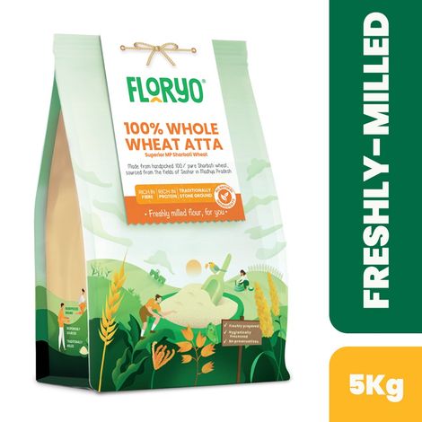 Floryo 100% Whole Mp Sharbati Wheat Atta