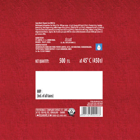 Aashirvaad Organic Pure Cow Ghee, Certified Organic