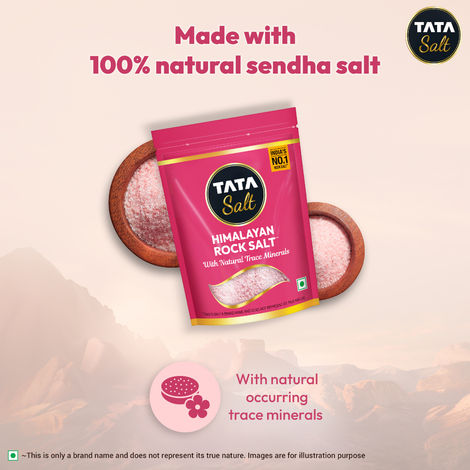 Tata Himalayan Rock Pink Salt Pouch, Premium Sendha Namak, With Natural Trace Minerals, Low Sodium, Crystal Salt