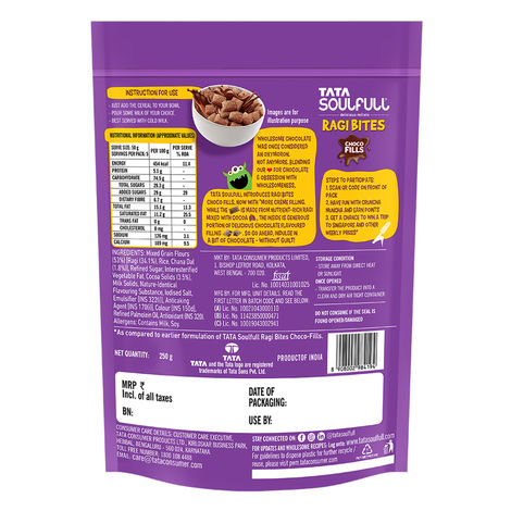 Tata Soulfull Ragi Bites Choco Fills, No Maida, More Cream Filling, Kids Cereal
