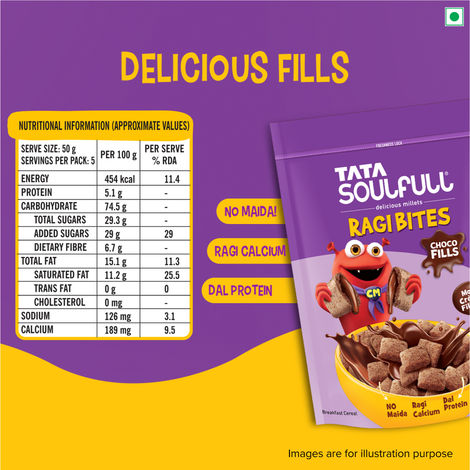 Tata Soulfull Ragi Bites Choco Fills, No Maida, More Cream Filling, Kids Cereal