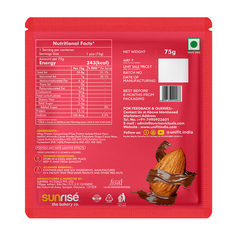 Unifit Almond Brownie | Rich - Nutty and Fudgy | High Protein and Fiber | Guilt-Free Indulgence