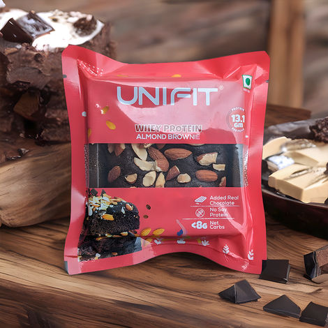 Unifit Almond Brownie | Rich - Nutty and Fudgy | High Protein and Fiber | Guilt-Free Indulgence