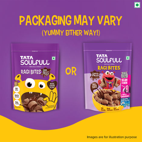 Tata Soulfull Ragi Bites Choco Fills, No Maida, More Cream Filling, Kids Cereal