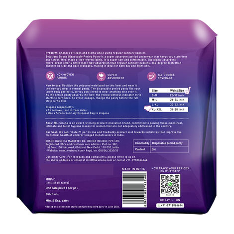 Sirona Disposable Period Panties | XL-XXL