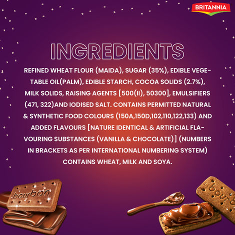 Britannia The Original Bourbon Chocolate Cream Biscuits | Buy 4 Get 1 Free Combo