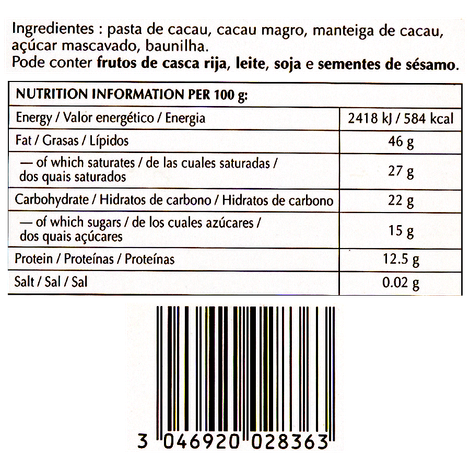 Lindt Excellence 85 % Cocoa Robust Dark Chocolate