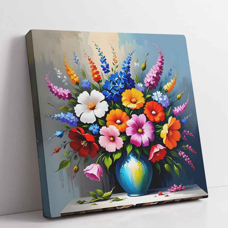 Indianara Floral Canvas Painting for wall decoration | 20 x 20 inch - 10429MCAN