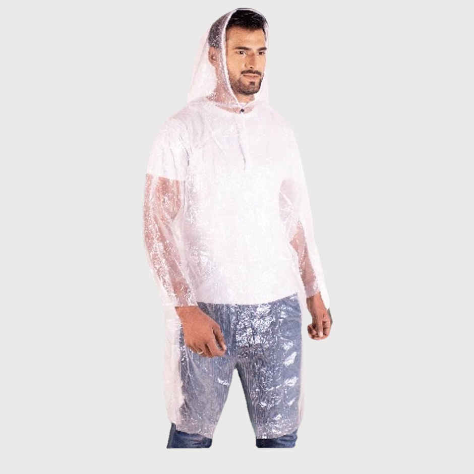 Unisex Rain Poncho with Drawstring Hood Free Size
