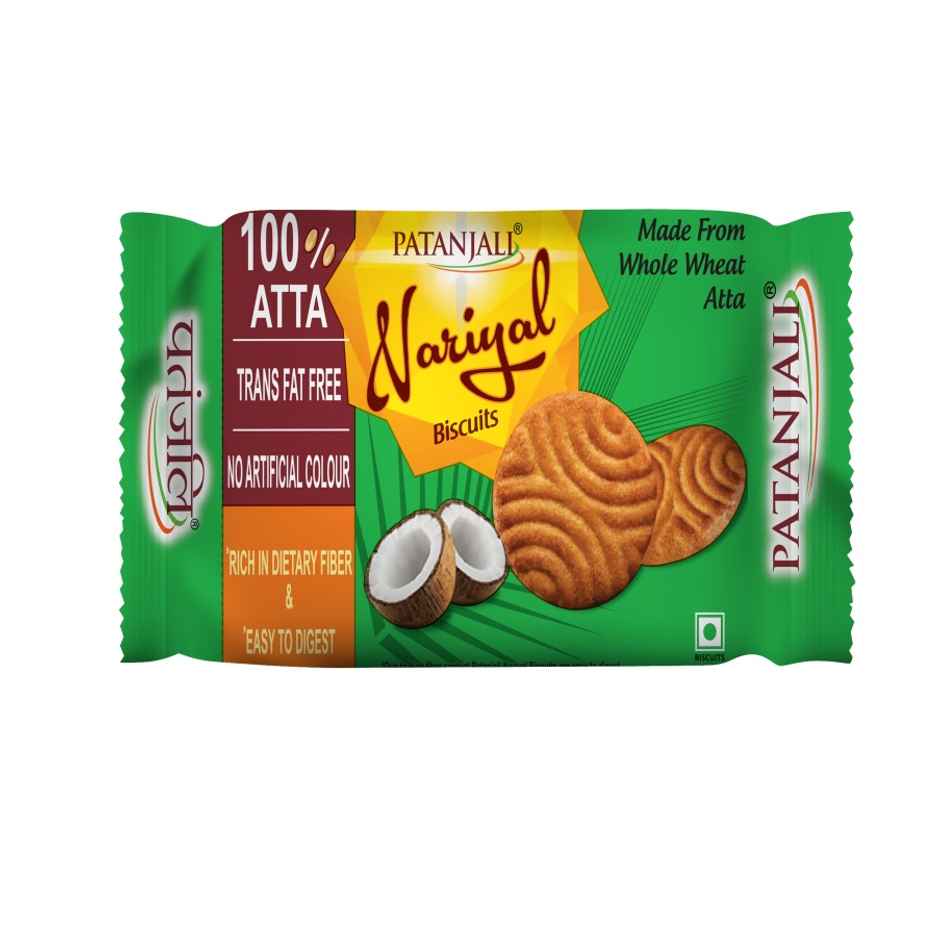Patanjali Nariyal Biscuits - Coconut Crispy No Maida Tea Biscuits