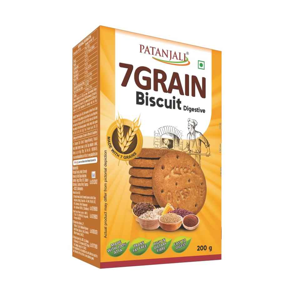 Patanjali 7 Grain Digestive Biscuits High Fibre Atta Cookies