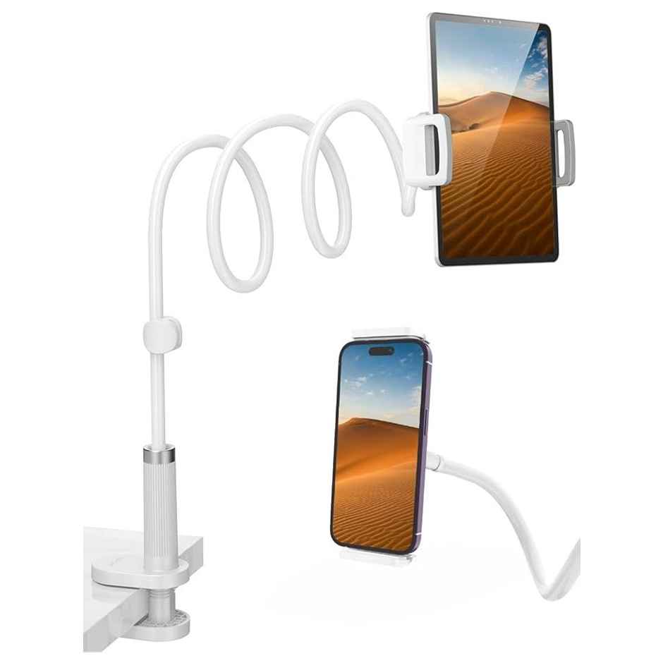 Sounce 360 Adjustable Mobile Phone Holder | Flexible Gooseneck Stand for Desk-Office & Home | White