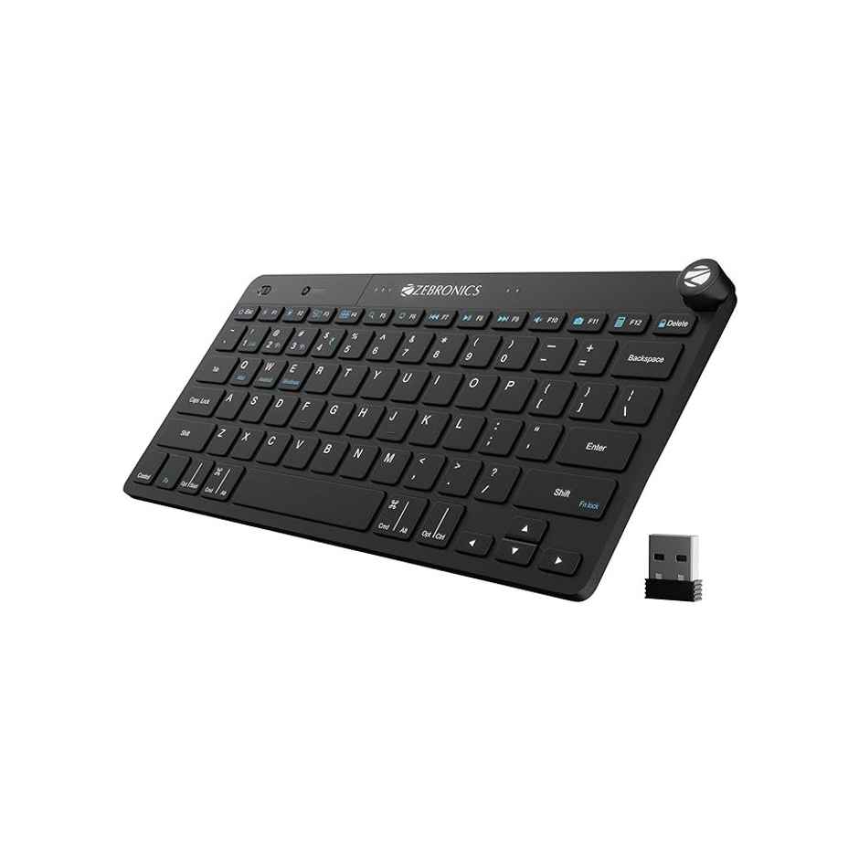 Zebronics KEYPAD X1 Wireless Bluetooth Keyboard, Scissor Switches, 2.4GHz & Dual BT for (Mac | Android | Windows), Volume/Media Control Knob, Integrated Multimedia Keys - Black