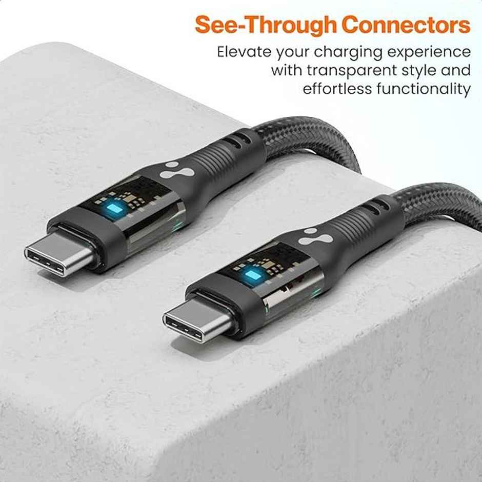 Ambrane Type C To Type C Cable With 3A Fast Charging, 1.2M For Smartphones, Laptops (Abcc-12T)