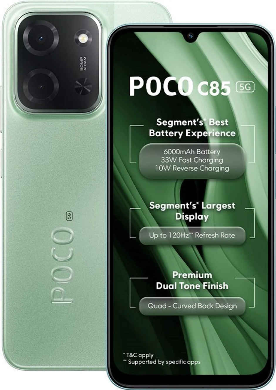 POCO C85 Smartphone | 4 GB RAM | 128 GB Storage | Green