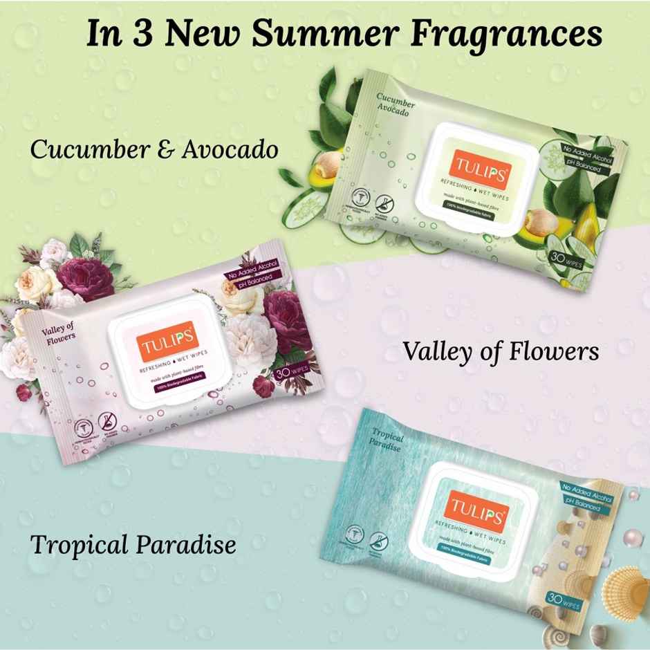 Tulips Refreshing Wet Wipes Valley of Flowers LID | 30 Pulls Per Pack