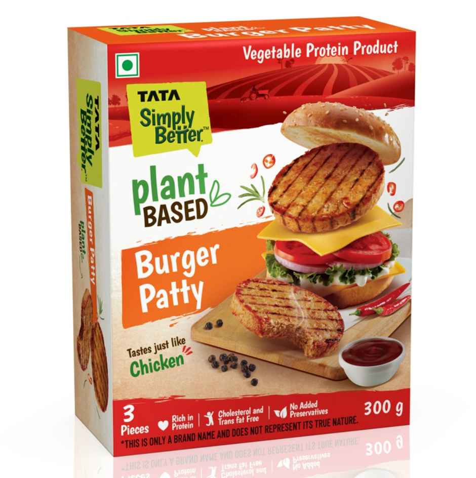 Tata Simply Better Plant-Based Chicken Burger Patty, Tastes Just Like Chicken - 3 Pieces