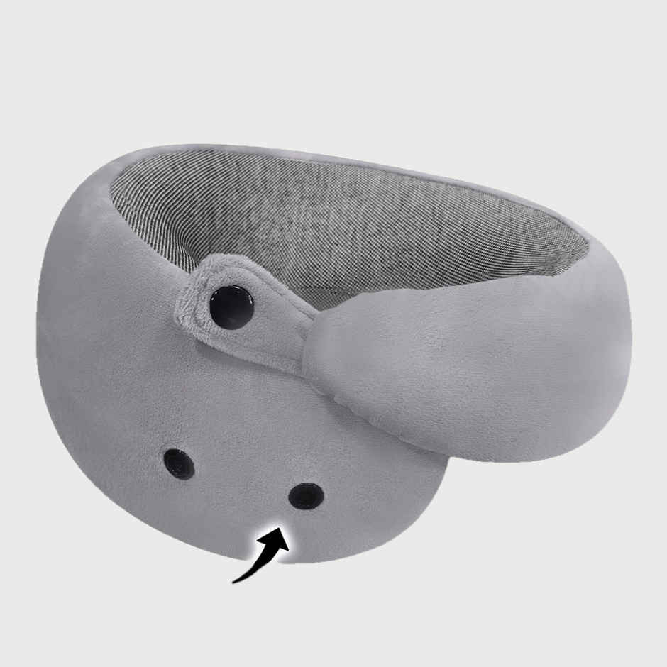 Billebon Unisex Memory Foam Neck Pillow | Grey - Free Size