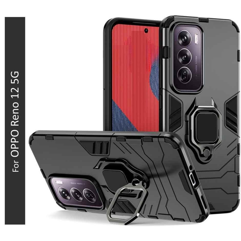 Kwine Case Oppo Reno 12 5G Back Cover - Ring Holder Stand Case