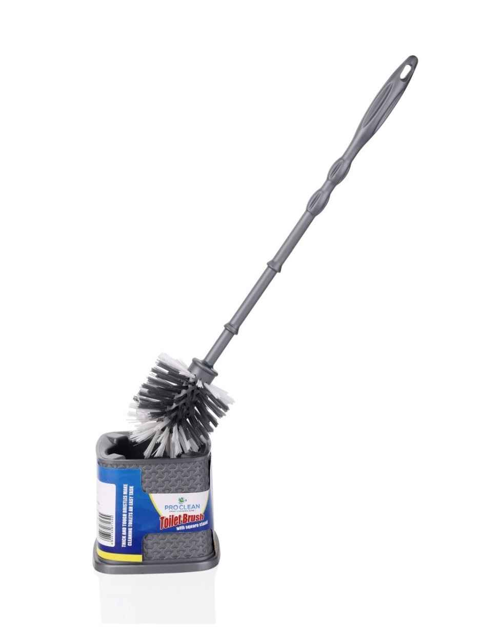 Proclean Round Toilet Brush with Square Holder Stand | Colour May Vary